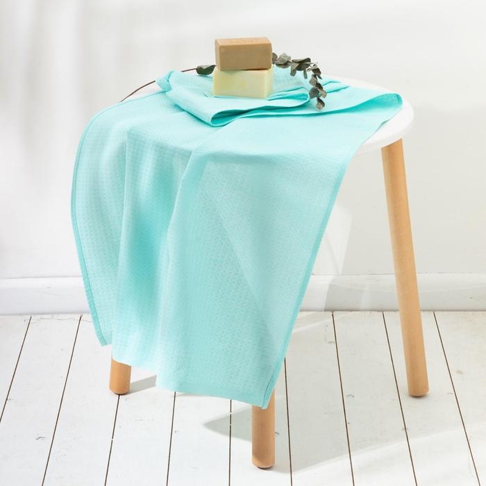 Полотенце вафельное банное Экономь и Я 80х150 см, небесный, 200 гр/м2, 100% хлопок Полотенце вафельное банное Экономь и Я 80х150 см, небесный, 200 гр/м2, 100% хлопок