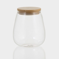 Банка стеклянная для хранения сыпучих продуктов &laquo;Эко&raquo;, 900 мл, 12&times;14,5 см, с бамбуковой крышкой