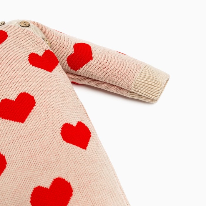 Комбинезон вязаный Крошка Я &laquo;Сердечки&raquo;, рост 80-86 см