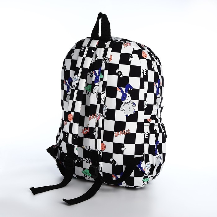 Рюкзак школьный из текстиля на молнии, 3 кармана, цвет чёрный Рюкзак школьный из текстиля на молнии, 3 кармана, цвет чёрный