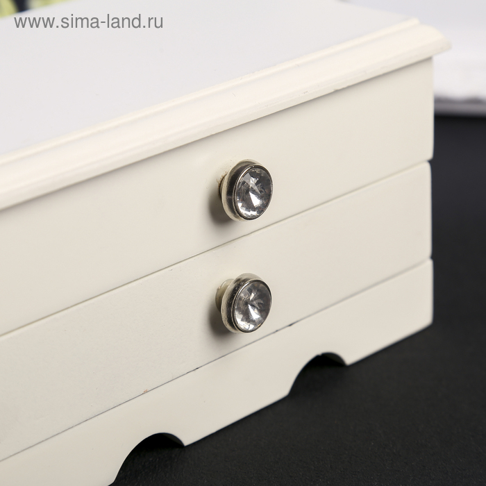 Шкатулка дерево для украшений Шкатулка дерево для украшений "Комод с ящиком" белая 9х10х16 см