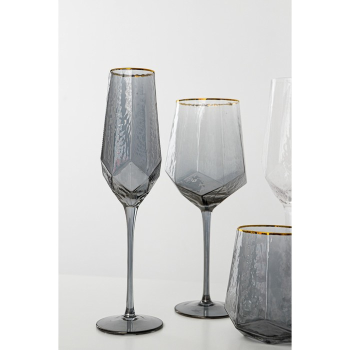 Бокал для шампанского стеклянный Magistro «Дарио», 180 мл, 7×27,5 см, цвет графит Бокал для шампанского стеклянный Magistro «Дарио», 180 мл, 7×27,5 см, цвет графит