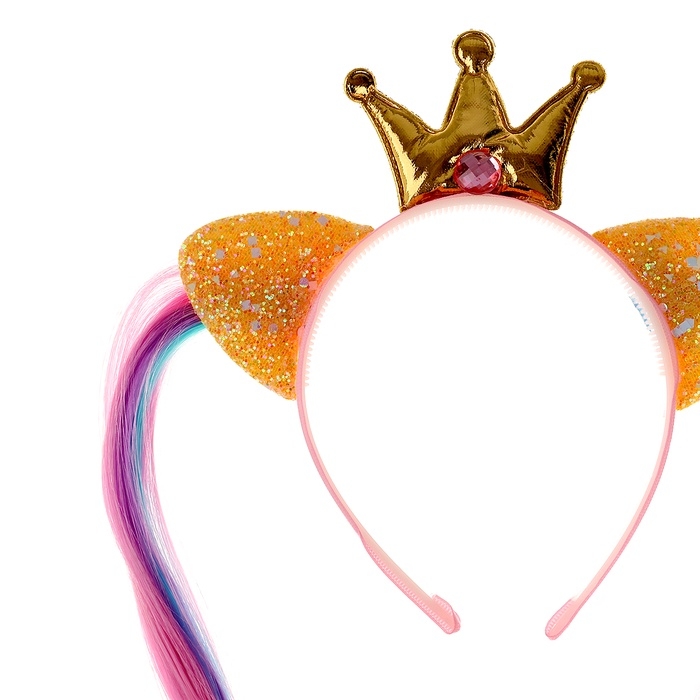 Карнавальный ободок &laquo;Корона&raquo; с ушками и прядями