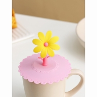 Крышка - непроливайка силиконовая Доляна &laquo;Цветочек&raquo;, d=10,5 см, цвет розовый