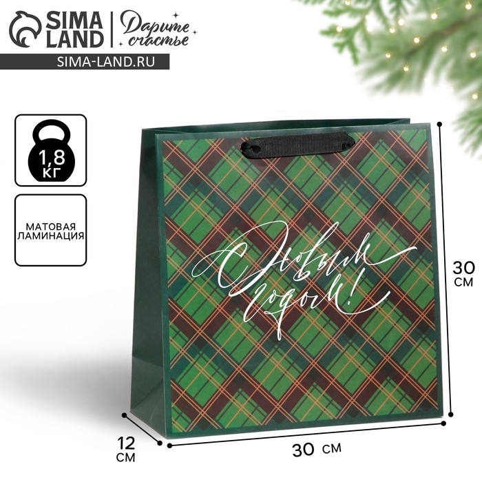 Пакет подарочный новогодний ламинированный квадратный &laquo;New Year&raquo;, 30 х 30 х 12 см, Новый год