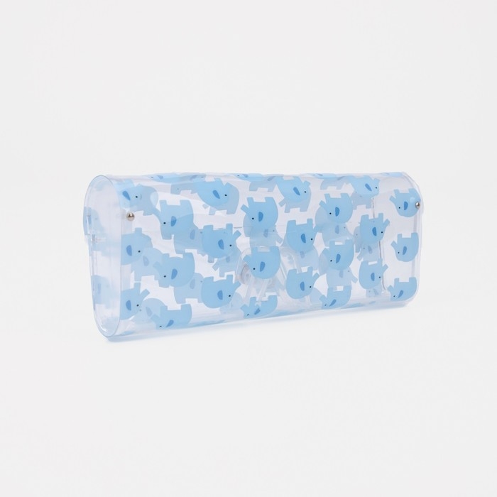 Футляр для очков на кнопке, длина 15,6 см, цвет голубой/прозрачный Футляр для очков на кнопке, длина 15,6 см, цвет голубой/прозрачный