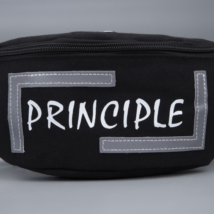 Сумка поясная, текстильная PRINCIPE, 35 х 12 х 5 см, светоотр. нашивки, отд на молнии, чёрная
