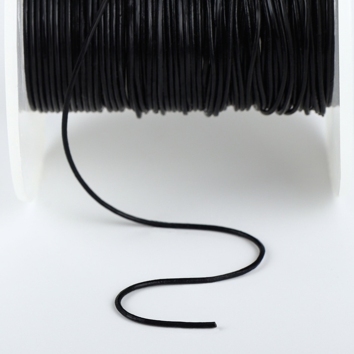 Нить для плетения, натуральная кожа, d = 1 мм, 10 &plusmn; 0,5 м, цвет чёрный