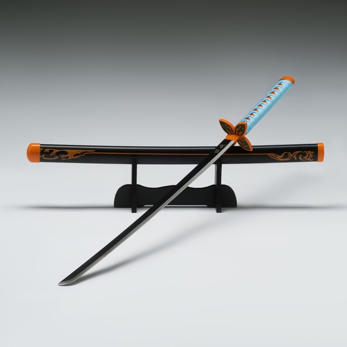 Сувенирное оружие Сувенирное оружие "Катана Нобу" 75 см, клинок 48 см, рукоять голубая, на подставке
