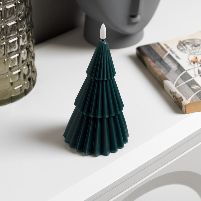 Светодиодная свеча «Ёлка зелёная» 10 × 18.5 × 10 см, воск, батарейка CR2032 (в комплекте), свечение тёплое белое Светодиодная свеча «Ёлка зелёная» 10 × 18.5 × 10 см, воск, батарейка CR2032 (в комплекте), свечение тёплое белое