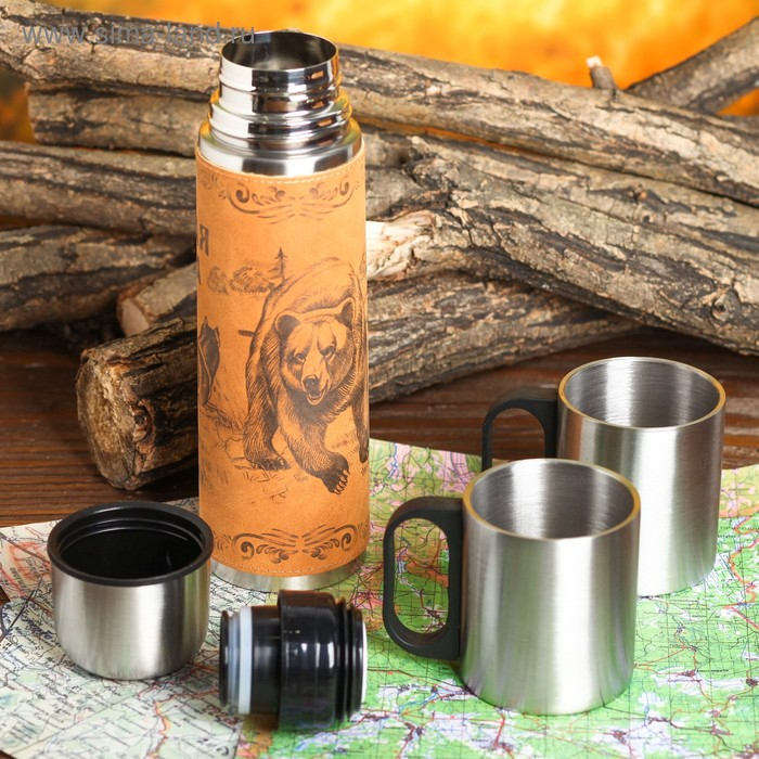 Набор «Медведь и собаки», термос 500 мл, кружка 2 шт Набор «Медведь и собаки», термос 500 мл, кружка 2 шт