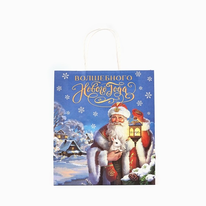 Пакет подарочный новогодний крафтовый &laquo;Яркого нового года&raquo;, 22 х 12 х 25 см , Новый год