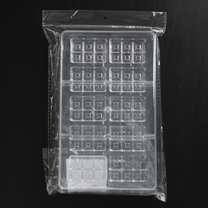 Форма для конфет и шоколада &laquo;Таволетта&raquo;, 20&times;12&times;2,5 см, 10 ячеек 4,2&times;2,8&times;0,8 см, цвет прозрачный