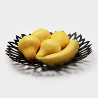 Фруктовница Доляна &laquo;Пион&raquo;, 28,5&times;28,5&times;4,5 см, цвет чёрный