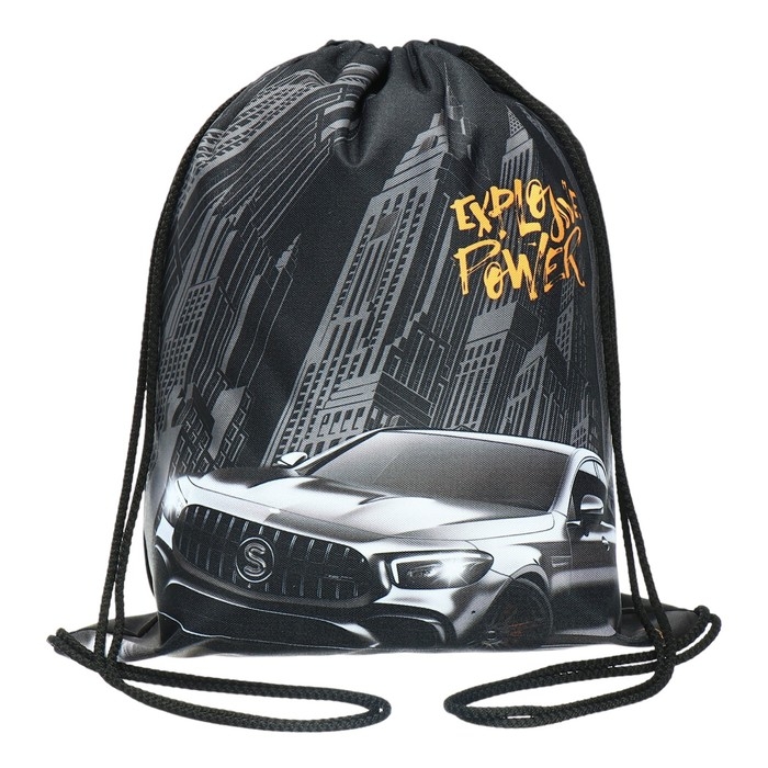 Мешок для обуви 435 х 360 мм, Stavia (плотность 600D с водоотталкивающей ПУ-пропиткой) "Монохром" чёрный