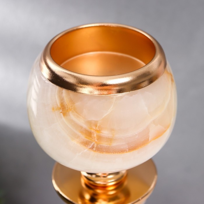 Подсвечник металл на 1 свечу Подсвечник металл на 1 свечу "Рельефный геометрический узор" золото 28х11х11 см