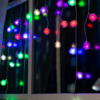 Гирлянда &laquo;Бахрома&raquo; 1.8 &times; 0.5 м с насадками &laquo;Ёжики&raquo;, IP20, прозрачная нить, 48 LED, свечение мульти (RG/RB), мигание, 220 В