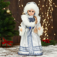Снегурочка "В шубке с узорами" двигается, 19х40 см Снегурочка "В шубке с узорами" двигается, 19х40 см