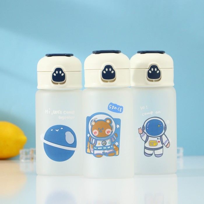 Бутылка для воды стеклянная &laquo;Космос&raquo;, 370 мл, 7&times;17 см, рисунок МИКС, матовое стекло