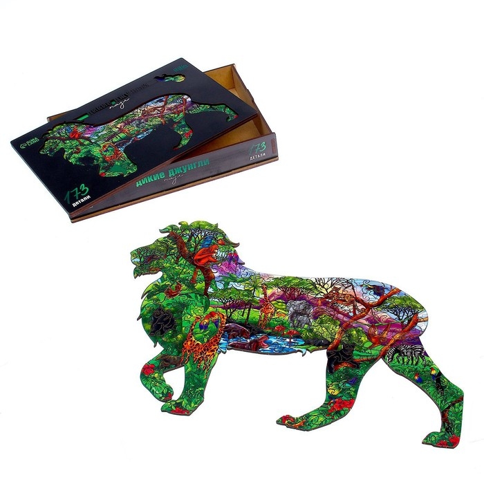 Пазл деревянный фигурный &laquo;Лев. Дикие джунгли&raquo;, 173 элементов
