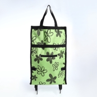 Сумка хозяйственная складная на липучке, 2 колеса, цвет зелёный Сумка хозяйственная складная на липучке, 2 колеса, цвет зелёный