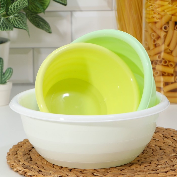 Набор мисок, 3 шт: 1,2 л; 2,1 л; 3,2 л, цвет МИКС Набор мисок, 3 шт: 1,2 л; 2,1 л; 3,2 л, цвет МИКС