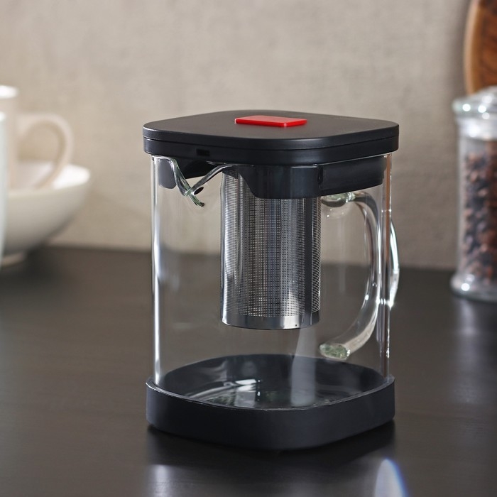 Чайник стеклянный заварочный &laquo;Хюгге&raquo;, 600 мл, с металлическим ситом