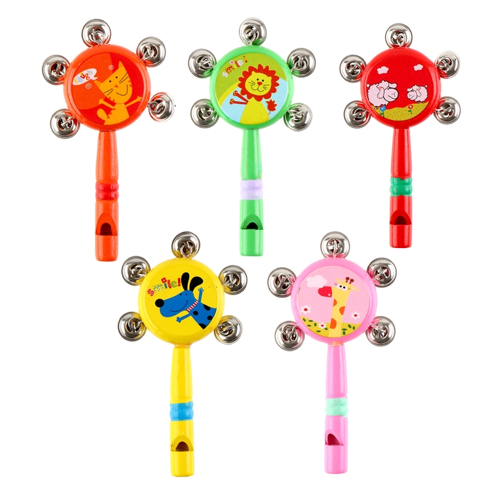 Погремушка с бубенцами Погремушка с бубенцами "Весёлые зверушки", МИКС