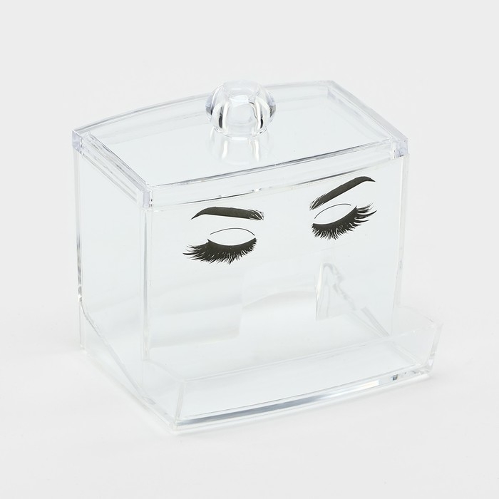 Органайзер для хранения ватных палочек &laquo;Глаза&raquo;, 10,5 х 9,5 см, прозрачный