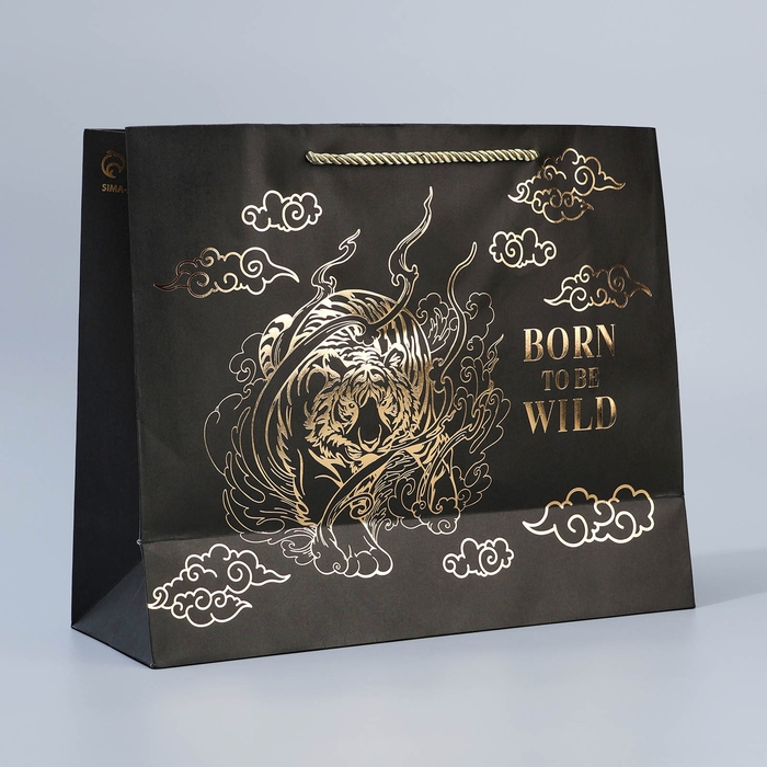 Пакет подарочный крафтовый с пластиковым окном, упаковка, &laquo;Burn to be wild&raquo;, 31 х 26 х 11 см