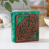 Салфетница деревянная &laquo;Листочек&raquo;, 12&times;12&times;5,5 см, цвет коричневый