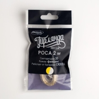 Гирлянда &laquo;Нить&raquo; 2 м роса, IP20, серебристая нить, 20 LED, батарейки CR2032х2 (в комплекте), свечение тёплое белое