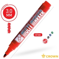 Маркер перманентный 3.0 мм, Crown Multi Marker, красный Маркер перманентный 3.0 мм, Crown Multi Marker, красный