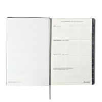 Еженедельник датир 2025г мягк обл иск кож А5 80л ESCALADA, бл тис, кр бл 70 г/м&sup2;, чёрный