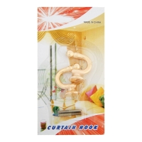 Крючок для штор KS003, однорожковый, цвет золото Крючок для штор KS003, однорожковый, цвет золото