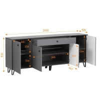 Комод Оливия, 2000х426х830, Графит/Графит Софт МДФ Комод Оливия, 2000х426х830, Графит/Графит Софт МДФ