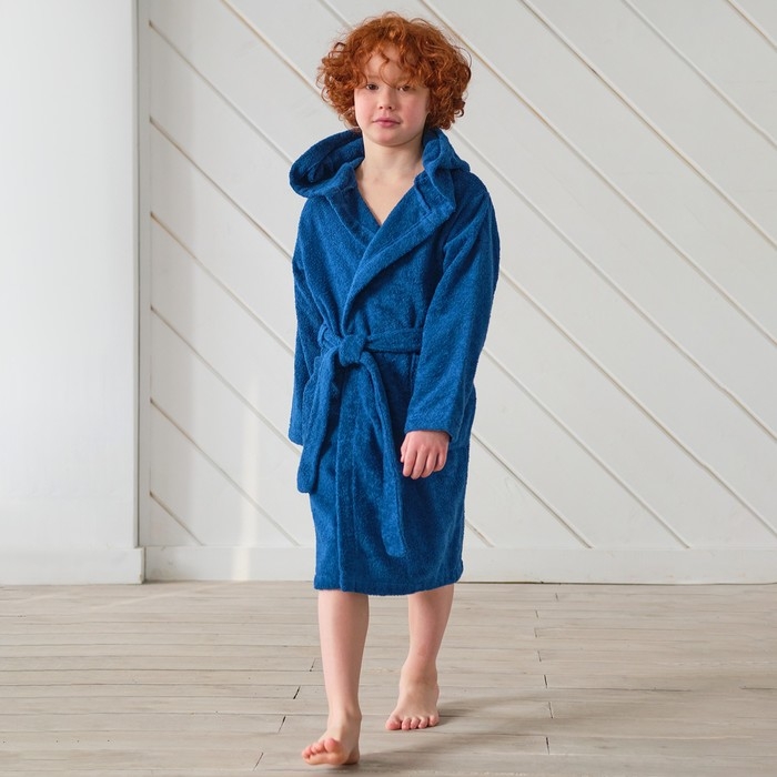 Халат махровый детский Халат махровый детский "Всегда первый" р. 30 (98-104 см), синий