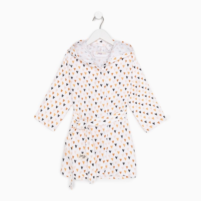 Халат детский муслиновый LoveLife &laquo;Сердечки&raquo; (4 года, рост 104-110 см) 100% хлопок, 235 гр/м2