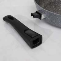 Сковорода Доляна &laquo;Марбл&raquo;, d=28 см, стеклянная крышка, съёмная ручка, антипригарное покрытие