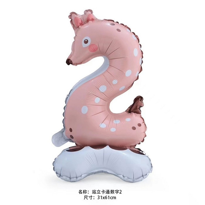 Шар фольгированный 24" &laquo;Цифра 2&raquo; на подставке, оленёнок