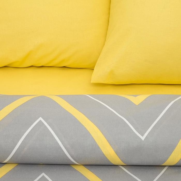 Постельное бельё Этель 1,5 сп &laquo;Жёлто-серые зигзаги&raquo; 143х215см, 150х214см, 70х70см-2 шт