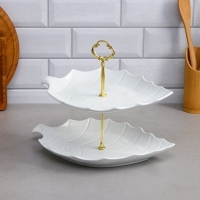 Этажерка «Листик», двухъярусная, большая, фарфор, Иран Этажерка «Листик», двухъярусная, большая, фарфор, Иран