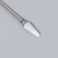 Фреза керамическая для маникюра &laquo;Конус скруглённый&raquo;, средняя нарезка, 6 &times; 14 мм, в пластиковом футляре, цвет белый