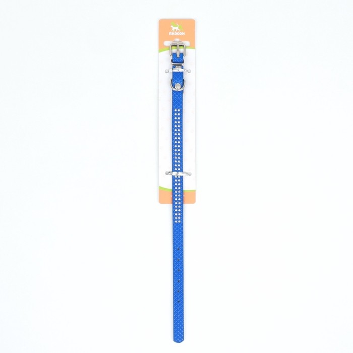 Ошейник рифленый с 2 рядами клепок, 33 х 1,2 см, ОШ 23-29, синий Ошейник рифленый с 2 рядами клепок, 33 х 1,2 см, ОШ 23-29, синий