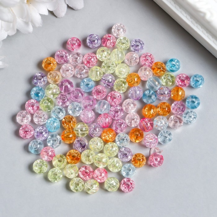 Бусины для творчества пластик "Полупрозрачный шарик" набор 25 гр МИКС 0,6х0,6х0,6 см