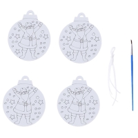 Ёлочное украшение под раскраску &laquo;Радость&raquo; 4 шт., кисть