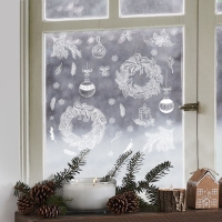 Наклейки новогодние на окна «Новогодние украшения», многоразовые, 33 х 50 см, Новый год Наклейки новогодние на окна «Новогодние украшения», многоразовые, 33 х 50 см, Новый год