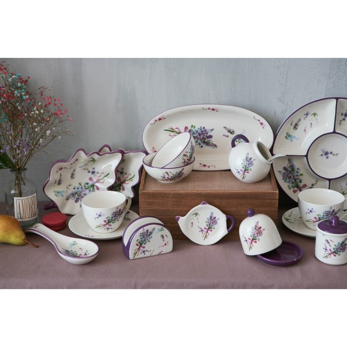 Миска Доляна &laquo;Лаванда&raquo;, 220 мл, d=11 см, цвет белый