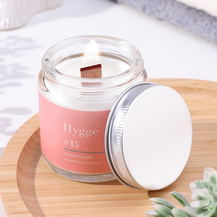 Свеча ароматическая Свеча ароматическая "Hygge" #15 Сандаловое дерево, соевый воск, в банке, 90 г