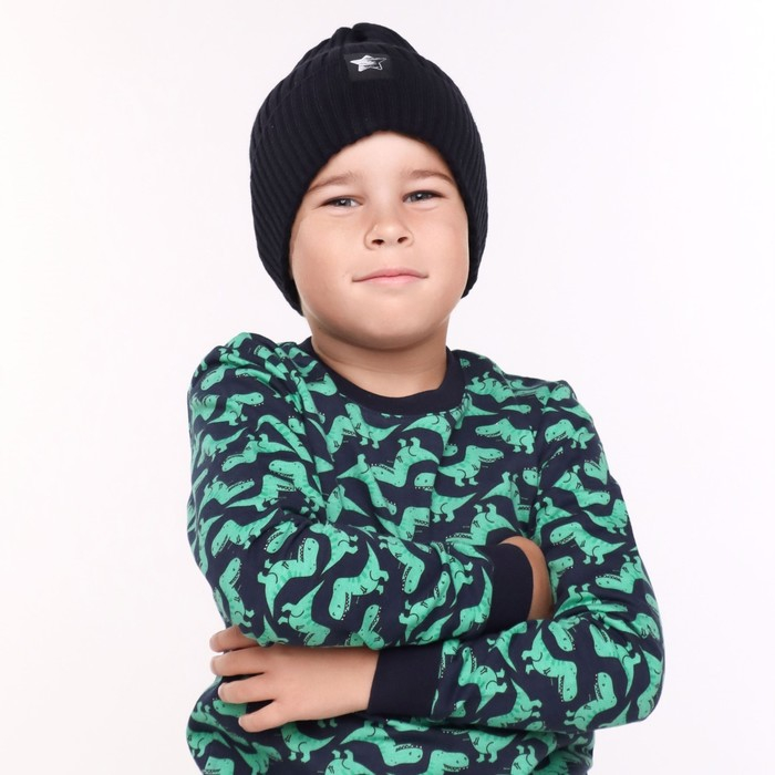 Шапка детская, цвет черный, размер 48-52